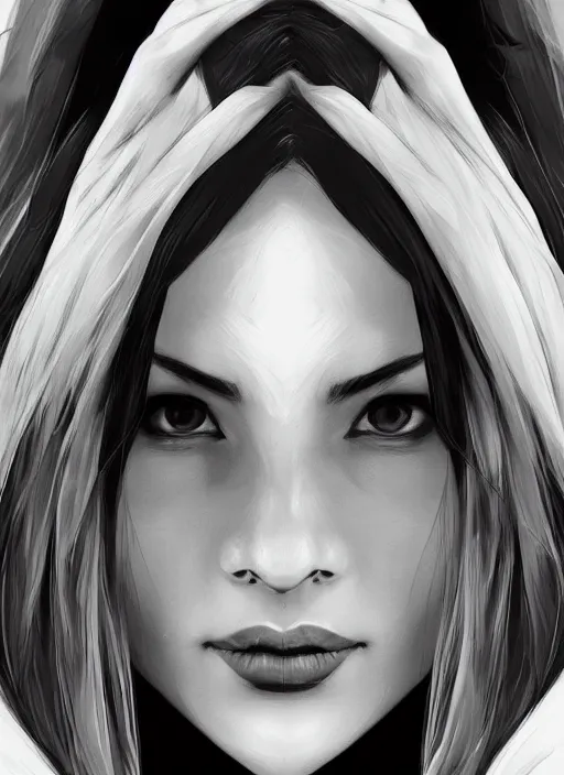 Image similar to up close portrait of a beautiful woman in black and white, art by diego fazio and diegoKoi and oscar Ukono, concept art, sharp focus, artgerm, 8k highly detailed