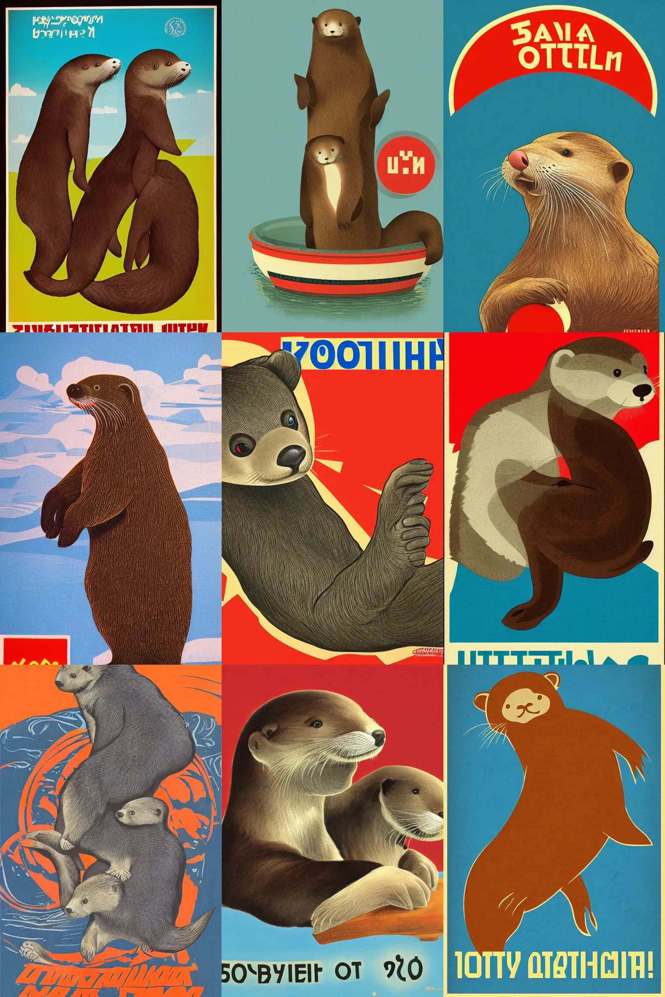 Prompt: Soviet utopian otter propaganda poster. 8k resolution, extremely detailed.