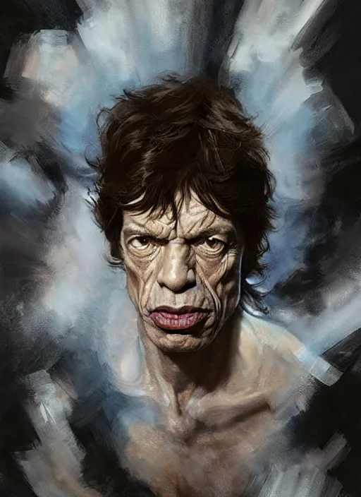 Image similar to Portrait of Mick Jagger, marvel comics, dark, intricate, highly detailed, smooth, artstation, digital illustration by Ruan Jia and Mandy Jurgens and Artgerm and Wayne Barlowe and Greg Rutkowski and Frank Frazetta