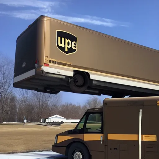 Image similar to ups truck got stuck at the roof