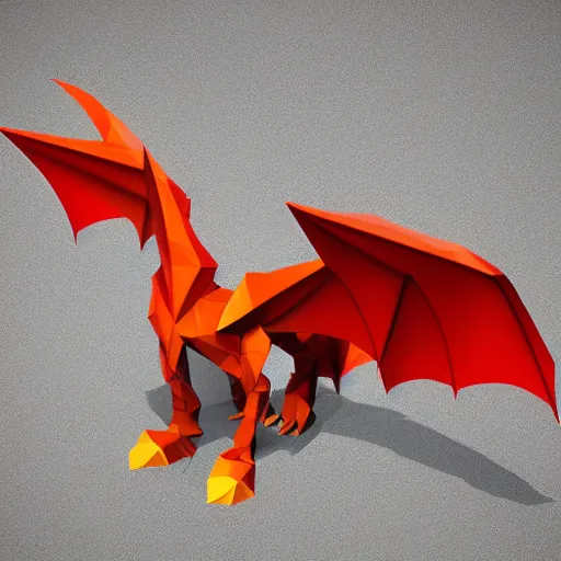 Prompt: a majestic dragon, hd, high quality low poly art