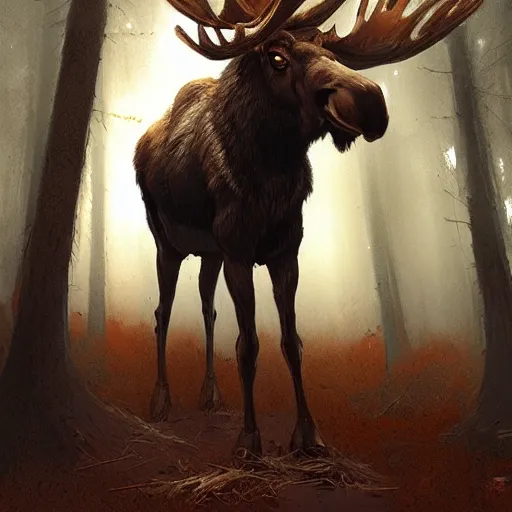 Prompt: anthropomorphic moose by greg rutkowski