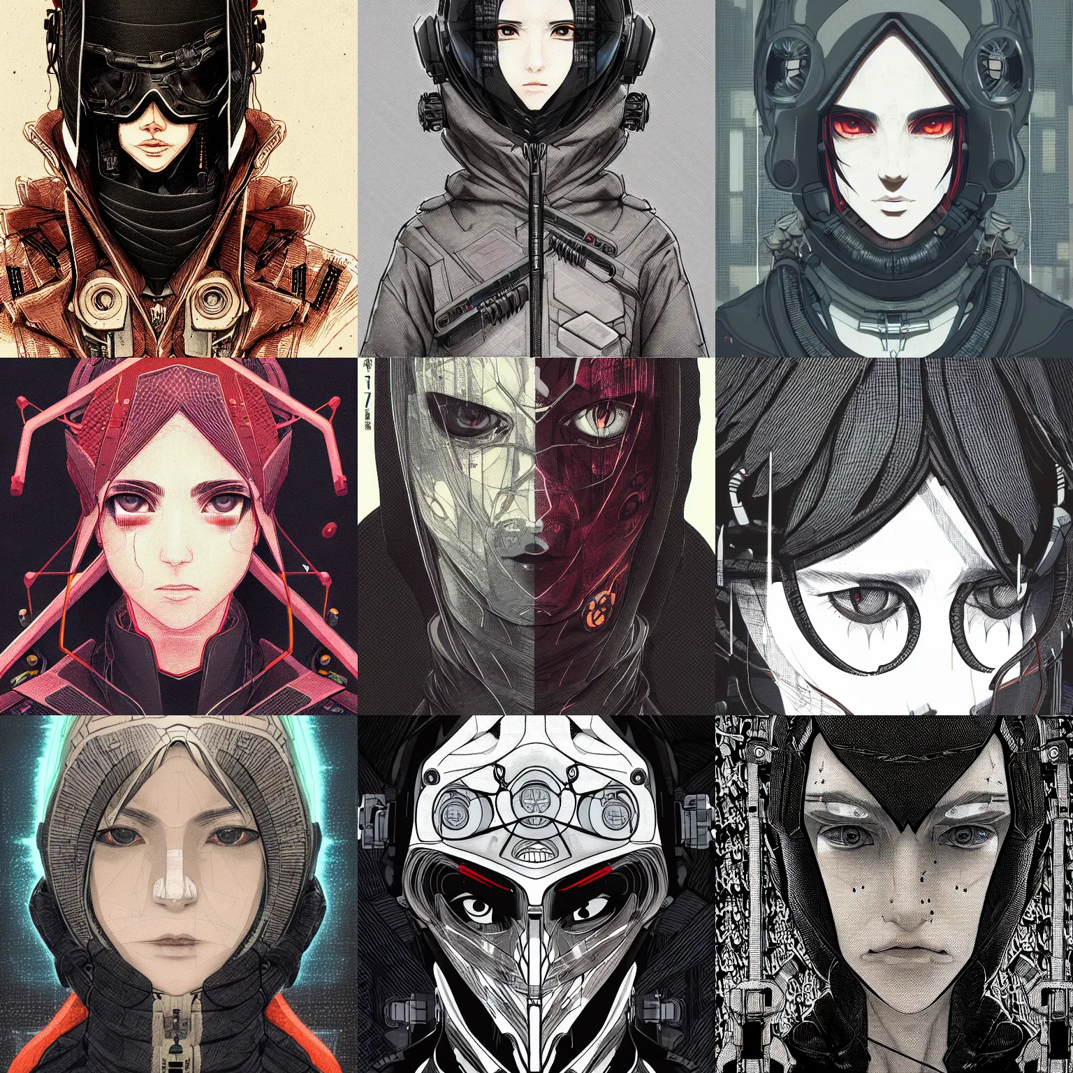 Prompt: techwear occultist, cyberpunk, beautiful, detailed symmetrical close up portrait, intricate complexity, in the style of kyoto animation key visuals and takato yamamoto, wlop, cel shaded