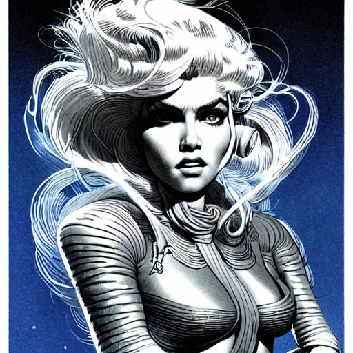 Prompt: medium portrait soft light, by killian eng and joe fenton and martin deschambault, inspired by barbarella movie, etching, fine, sharp high detail,