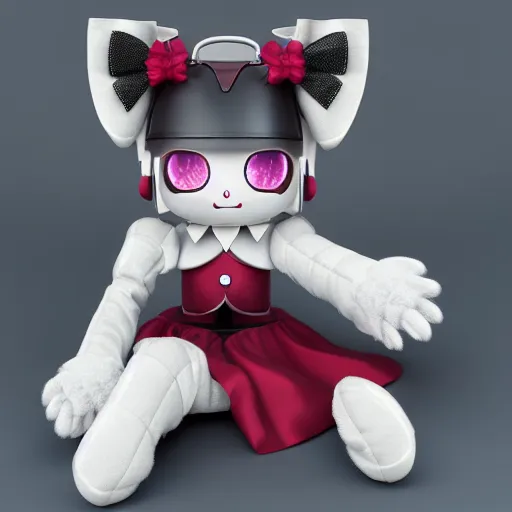 Image similar to cute fumo plush of a furry gothic maid robot, anime, vray