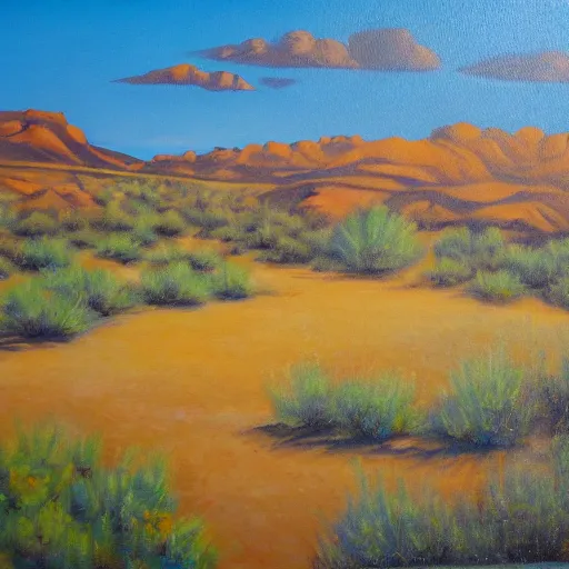 Image similar to Desert oasis Oil on canvas, detailed