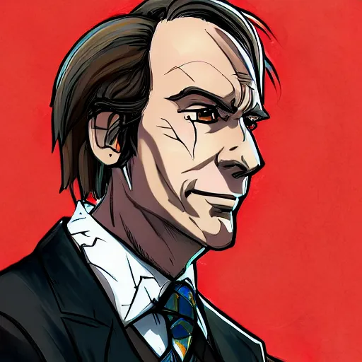 Image similar to portrait of saul goodman, anime fantasy illustration by tomoyuki yamasaki, kyoto studio, madhouse, ufotable, trending on artstation