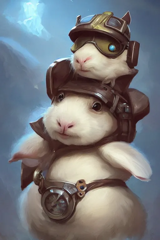 Image similar to cute little anthropomorphic Guinea Pig Pilot , tiny, small, short, Pilot outfit, cute and adorable, pretty, beautiful, DnD character art portrait, matte fantasy painting, DeviantArt Artstation, by Jason Felix by Steve Argyle by Tyler Jacobson by Peter Mohrbacher, cinematic lighting