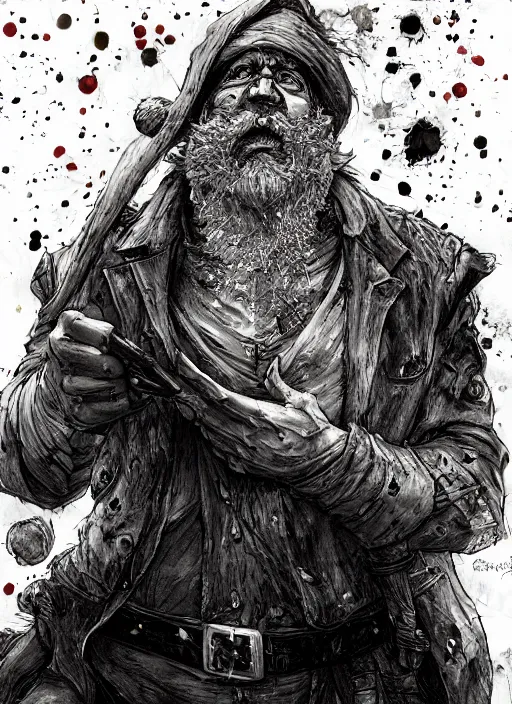 Image similar to portrait, Santa Clause fighting zombies, watercolor, dramatic lighting, cinematic, establishing shot, extremly high detail, foto realistic, cinematic lighting, pen and ink, intricate line drawings, by Yoshitaka Amano, Ruan Jia, Kentaro Miura, Artgerm, post processed, concept art, artstation, matte painting, style by eddie mendoza, raphael lacoste, alex ross