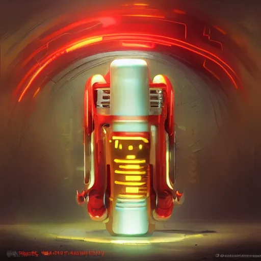 Image similar to cyberpunk hot dog, mechanical hot dog, tubes fused with the body, painted by stanley lau, painted by greg rutkowski, painted by stanley, artgerm, masterpiece, digital art, trending on arts