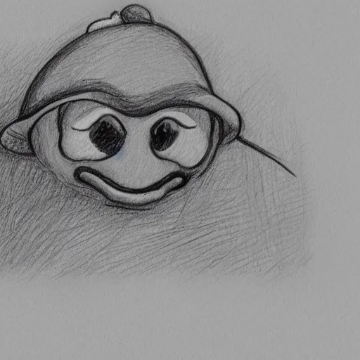 Prompt: a pencil sketch low fi of a sloth wearing a hat, in front of a monitor, using the mouse, grew wakowsky, rick and morty, simpsons