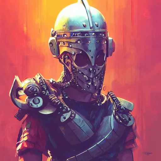 Image similar to cyberpunk viking helmet mask warrior goddess robot ninja fantasy, art gta 5 cover, official fanart behance hd artstation by jesper ejsing, by rhads, makoto shinkai and lois van baarle, ilya kuvshinov, ossdraws