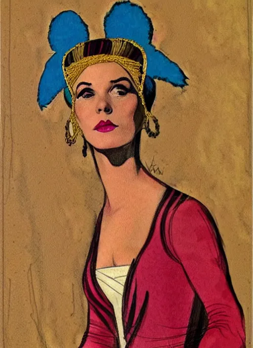 Prompt: portrait of young woman in renaissance dress and renaissance headdress, art by jack kirby