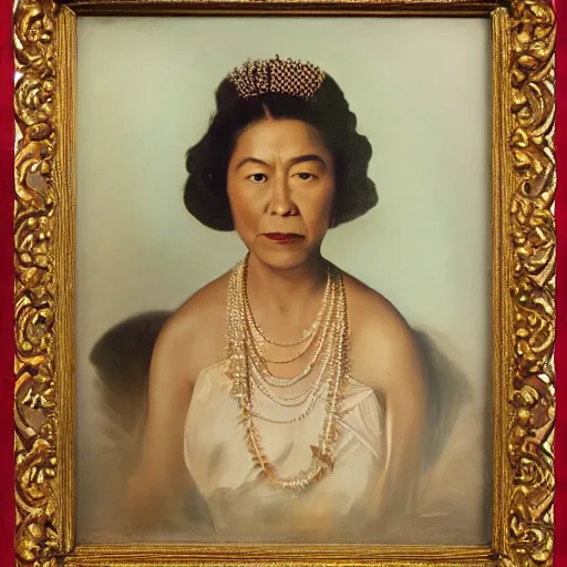 Image similar to a studio portrait of Liliuokalani, the queen of Hawaii, realistic, beautiful