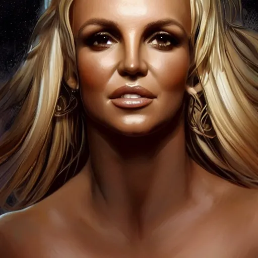 Prompt: britney spears, kim kardashian, carmen electra, muscular, intricate, highly detailed, digital painting, artstation, concept art, smooth, sharp focus, illustration, art by artgerm and greg rutkowski and alphonse mucha and boris vallejo