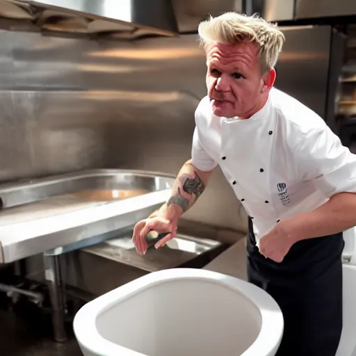 Image similar to gordon ramsay making food inside a toilet