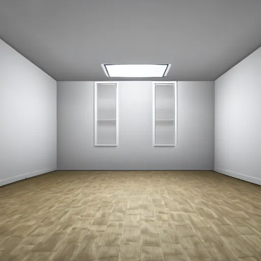 Image similar to inside an empty large white room, well lit, 3 d perspective, virtual reality