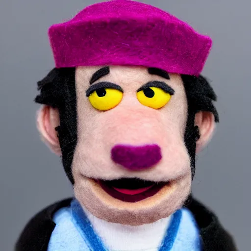 Image similar to prison mike as a muppet. highly detailed felt. hyper real photo. 4 k.