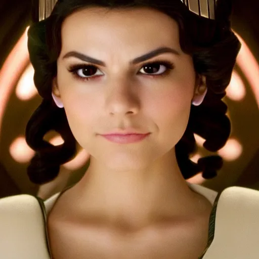 Image similar to victoria justice as princess padme in star wars episode 3, 8 k resolution, cinematic lighting, anatomically correct