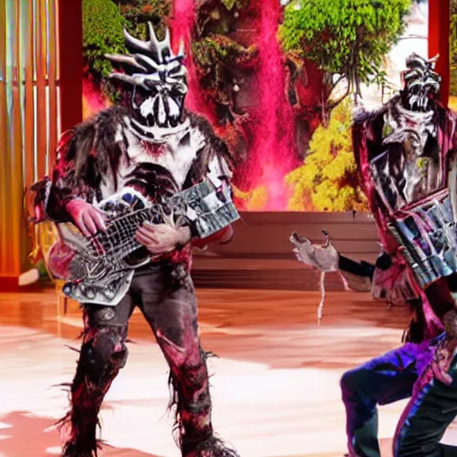 Prompt: still of gwar performing live on the ellen degeneres show