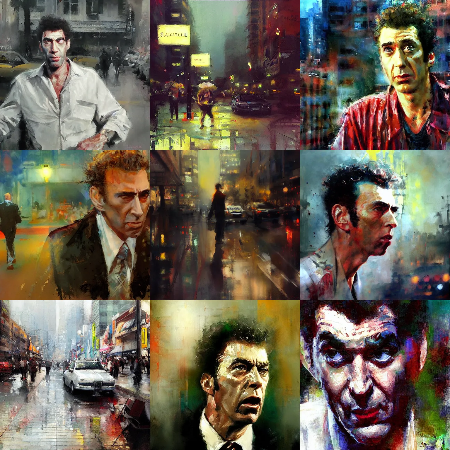 Prompt: seinfield's kramer painted by jeremy mann