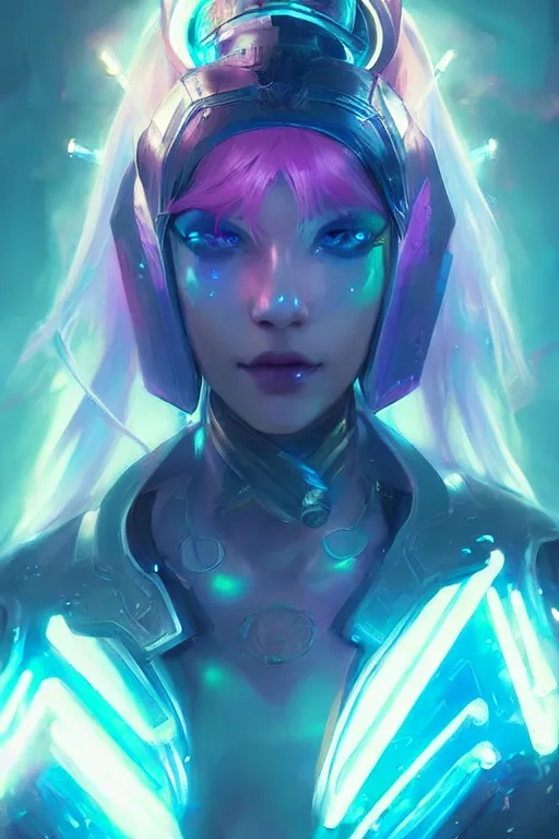 Image similar to lux from league of legends, cyberpunk futuristic neon. decorated with traditional japanese ornaments by ismail inceoglu dragan bibin hans thoma greg rutkowski alexandros pyromallis nekro rene maritte illustrated, perfect face, fine details, realistic shaded, fine - face, pretty face