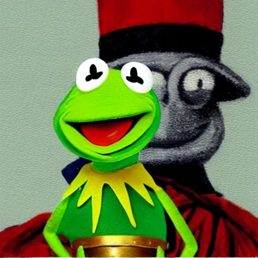 Image similar to “Painting of Kermit the Frog participating in the Revolutionary War, in the style of Don Troiani”