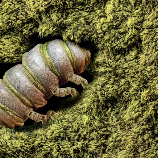 Image similar to Tardigrade-Moss-Piglet electron microscope capture, 4k, HD, Science Monthly photography