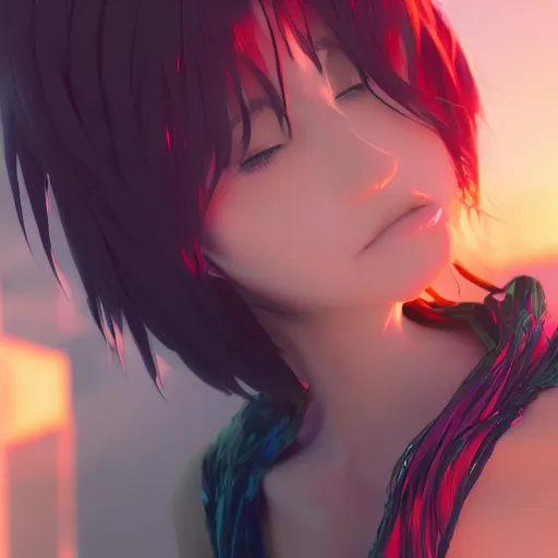 Image similar to photorealistic dramatic liquids anime people render, colorful, atmosphere cinematic, by wlop, by ilyu kuvshinov, by makoto shinkai, shadows, artstation, concept art, super detailed, unreal engine 5, octane render, vfx, houdini, 8 k, super realistic, full body, ufotable studio art style