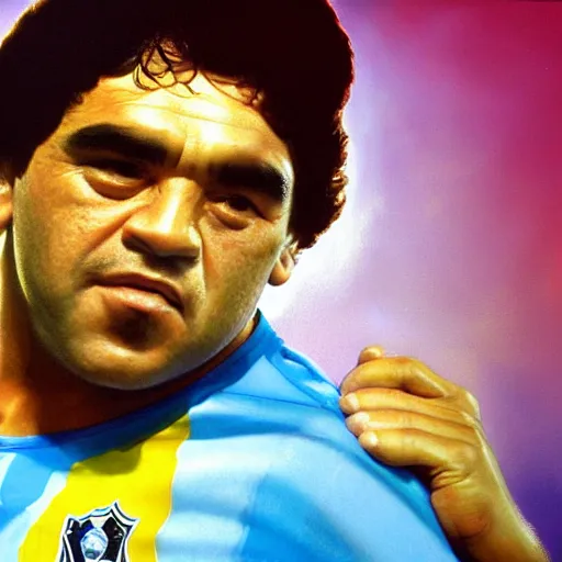 Image similar to studio light, portrait, diego armando maradona by mark brooks, by roger dean, hd, hyper detailed, 4 k - h 6 4 0