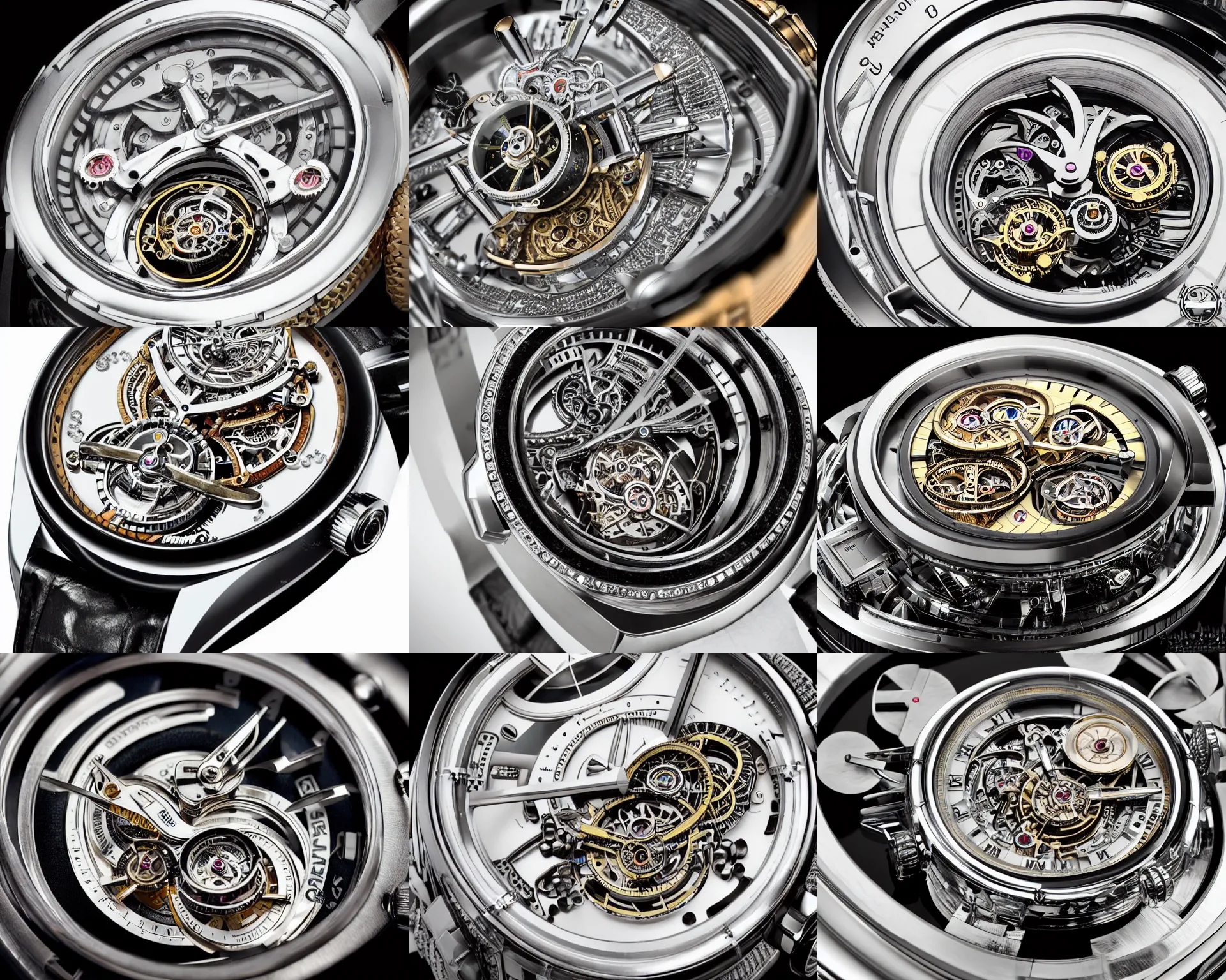 Prompt: a retro futuristic tourbillon watch, extremely detailed, highly intricate, studio lighting, magazine photography