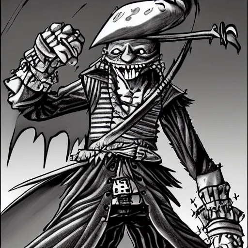 Image similar to stunning digital art of a menacing pirate goblin by eiichiro oda