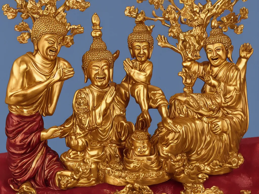 Prompt: yesus and buddha laugh in dessert,picture of religion tolerance award 2055,4k,details