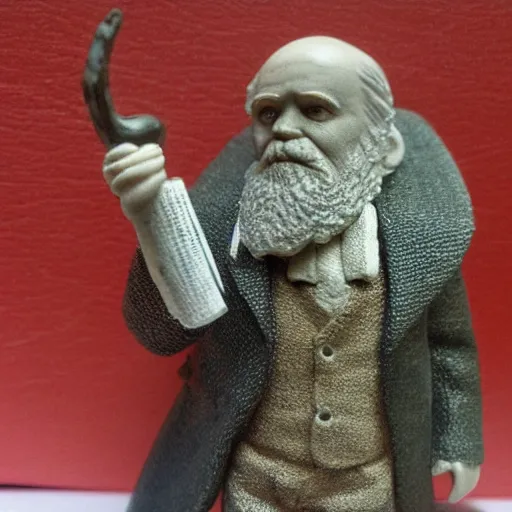 Image similar to charles darwin bobble head toy realistic 3 5 mm