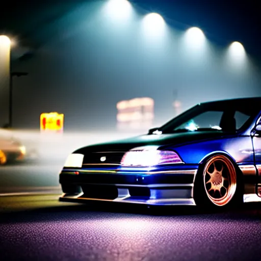 Prompt: a car JZX100 turbo at illegal car meet, Saitama prefecture, city midnight mist lights, cinematic color, photorealistic, highly detailed, 200MM