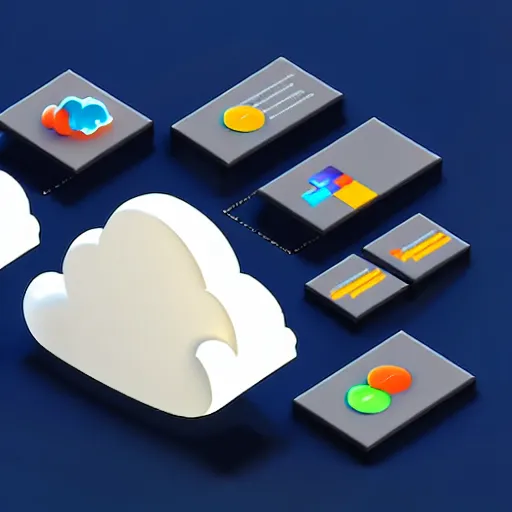 Prompt: a cloud computing isometric 3 d icons, 8 k resolution, gamedesign, octane render, blender 3 d, vector image