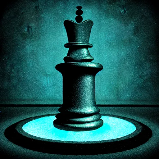 Prompt: underwater tintype photo of a queen chess piece made of led lights, Puddles, Isometric 3D Fantasy, smooth 3D Illustration, Cinematic Matte Painting, soft render, volumetric lighting , low pov,