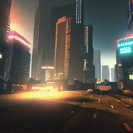 Image similar to Open world GTA-like cyberpunk game, futuristic city, HUD, screenshot, PlayStation 2