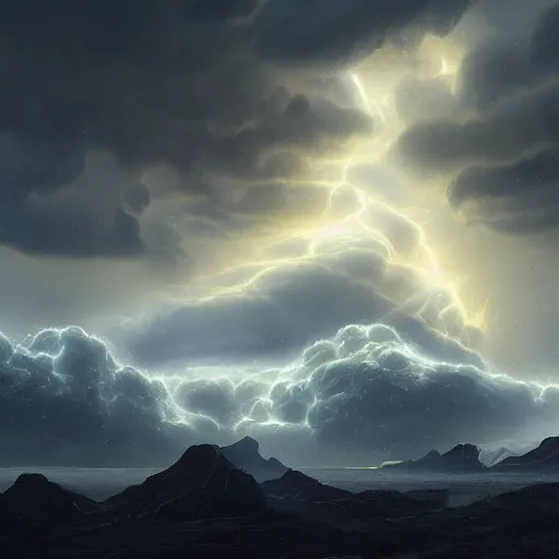 Prompt: an epic digital art of Zeus in thunderclouds by Diego Gisbert Llorens, Zeus, epic painting, masterpiece, hyperdetailed, artstation, cgsociety, 8k