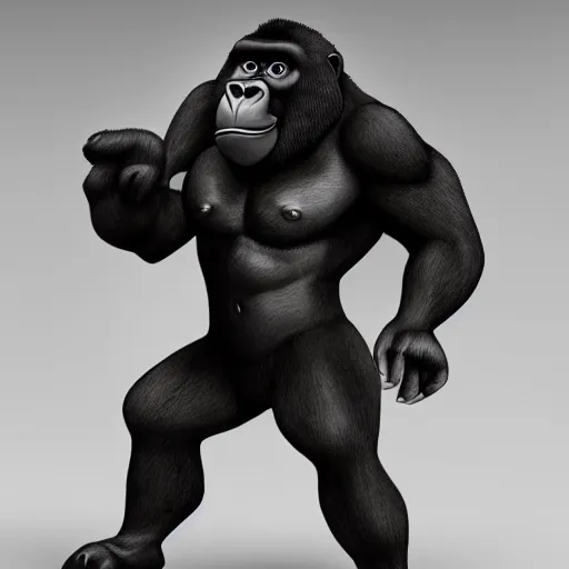 Image similar to a highly detailed portrait of an anthropomorphic gorilla wearing a well tailored business suit and tie, 8 k, 4 k, highly detailed, sharp,