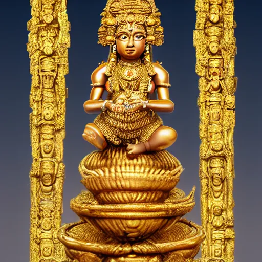 Image similar to a statue of nicki minaj as a fertility goddess, hinduism, gold, ultra realistic, intricate, epic lighting, futuristic, 8 k resolution