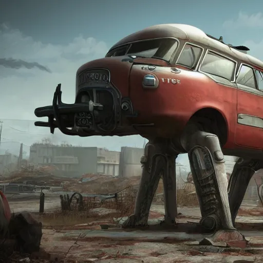 Image similar to fallout concept art car render ultra unreal engine 5
