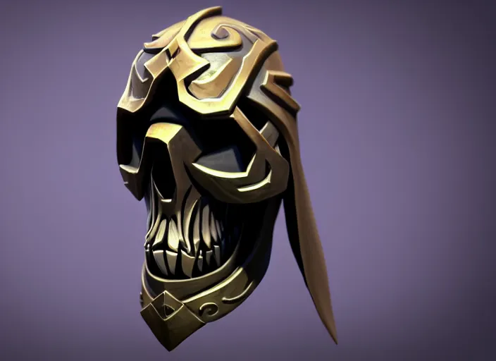 Prompt: hooded skull, with samurai face mask, stylized stl, 3 d render, activision blizzard style, hearthstone style, darksiders art style