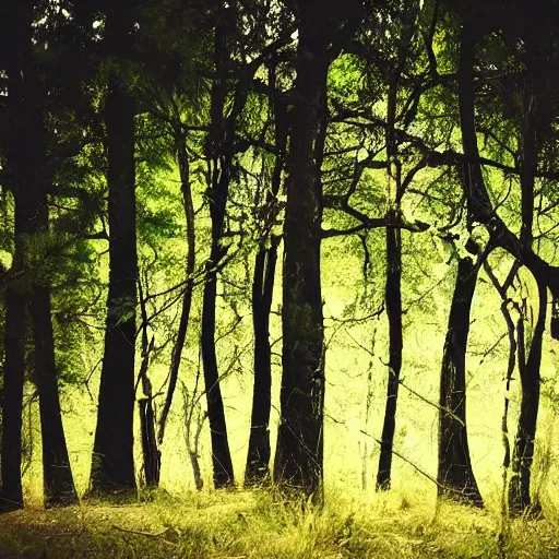 Prompt: forrest photograpgy of trees made from moustaches and hairs