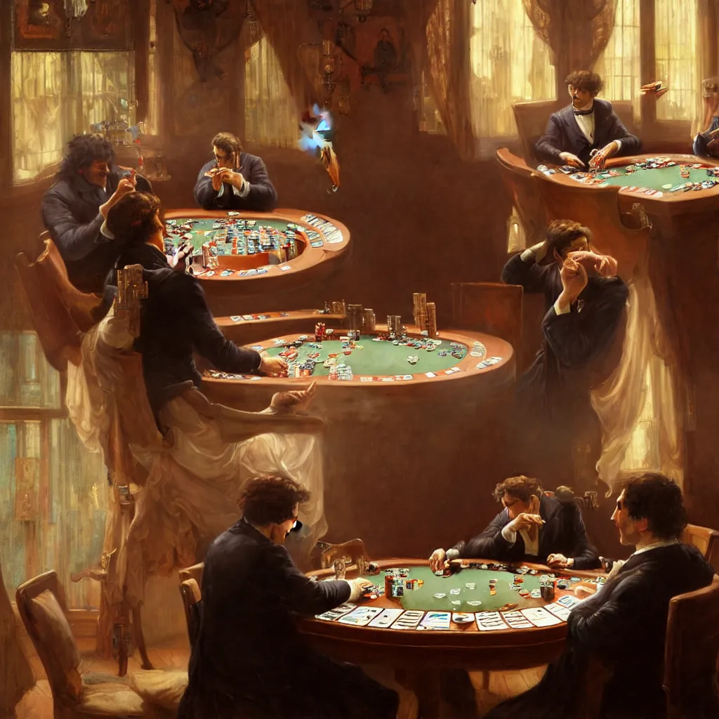 Image similar to a photo of DAVID COHEN playing poker while smoking highly detailed, dim volumetric lighting, 8k, post-processing, soft painting, trending on artstation, concept art, smooth, sharp focus, illustration,by Tom Bagshaw and Daniel Gerhartz and Albert Aublet and Lawrence Alma-Tadema and alphonse mucha