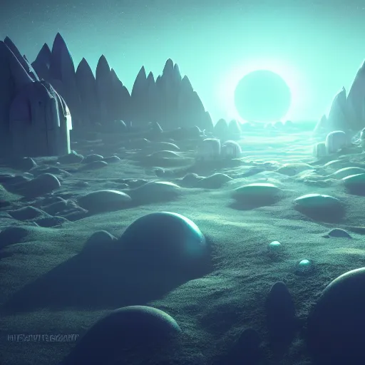 Image similar to ethereal magical moonbase, 4k, HDR, award-winning, landscape, octane render, artstation