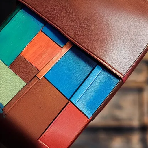 Image similar to designer handbag in the shape of a wood artist palette