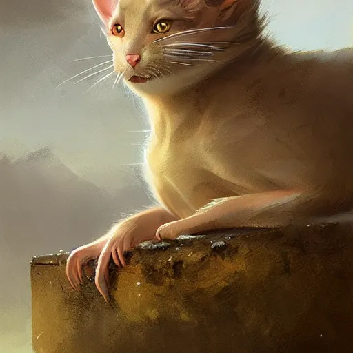 Image similar to hybrid of mouse and cat and rat, half cat - half mouse, digital art fantasy art, art by george stubbs, jakub rozalski, anton fadeev, james gurney