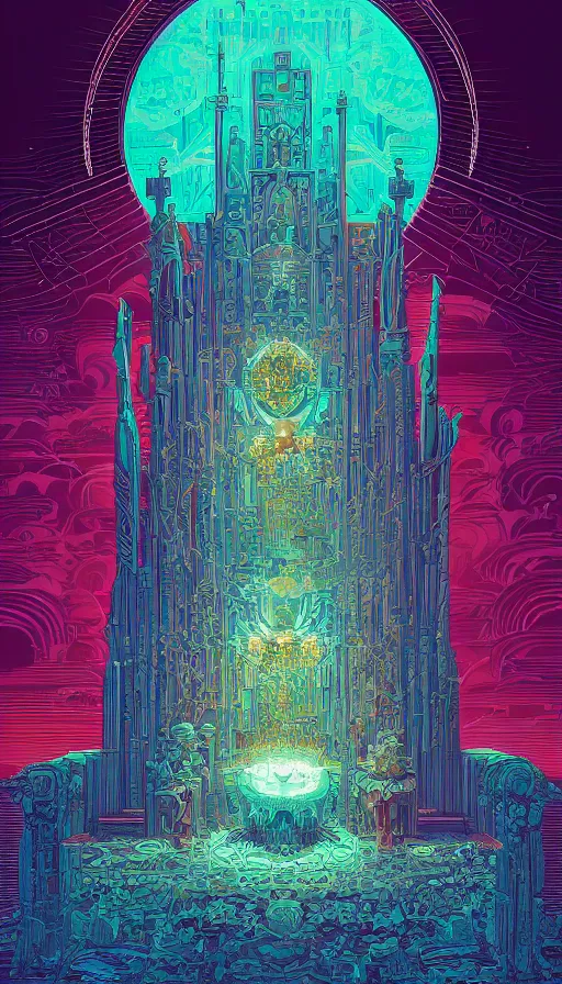 Prompt: throne of the antichrist, futurism, dan mumford, victo ngai, kilian eng, da vinci, josan gonzalez