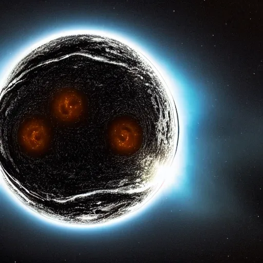 Prompt: photo of a planet sucked into a black hole